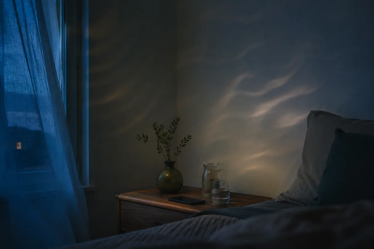 Quarto em luz noturna, representando o contexto clínico do sono profundo
